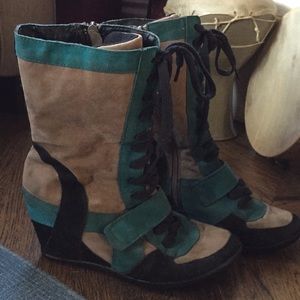 Funky one of a kind high heeled boots.